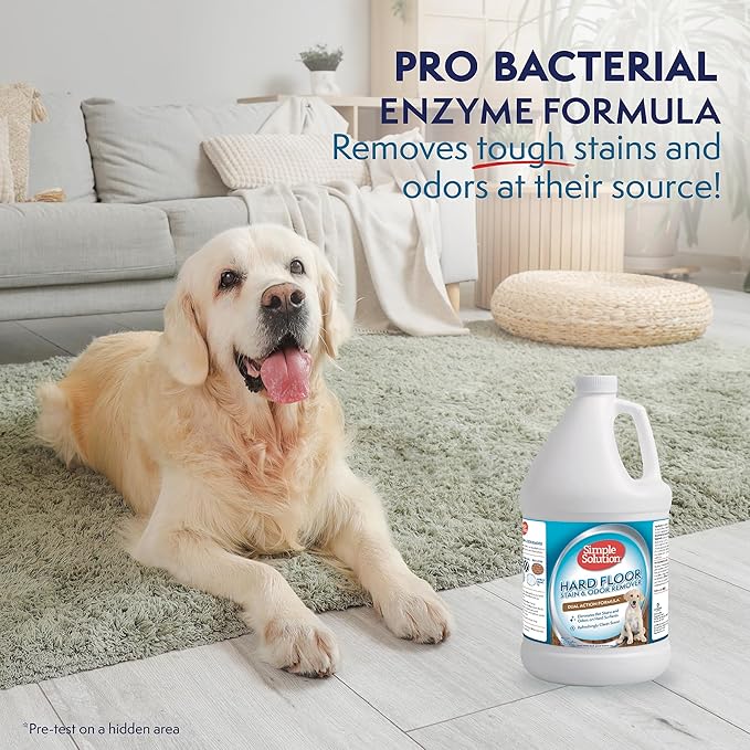 Simple Solution Hard Floor Pet Stain and Odor Remover, Dog Stain and Odor Eliminator Spray, Enzyme Cleaner, Pet Urine Remover for Hardwood Floors, Pee and Poop Destroyer, 1 Gallon