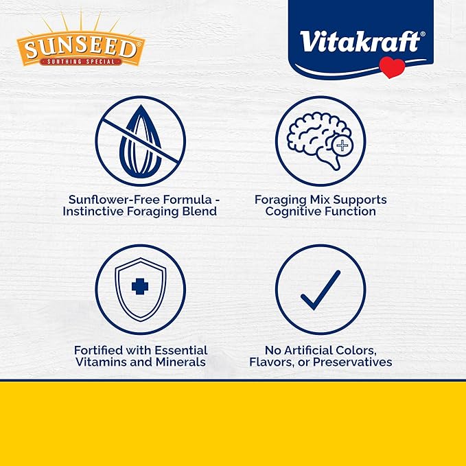 Vitakraft Sunseed Vita Prima Safflower Formula Parrot Food for Medium and Large Birds 4 lb. Bag with Seeds Grains Fruits and Veggies for Wholesome Daily Nutrition Your Parrot is Family
