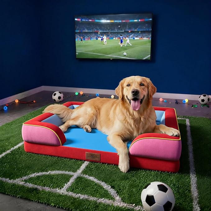 Comfort Expression Orthopedic Dog Bed for Extra Large Dogs 42x30 Inch, Waterproof Egg Crate Foam XL Pet Bed with Removable Bolsters, Dog Couch with Washable Cover & Non-Slip Bottom, Los Angeles