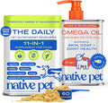 Native Pet Dog Vitamins & Supplements - 11-in-1 Vitamin Powder for Dog Food Topper (60 Scoops) & Omega 3 Fish Oil for Dogs & Cats - Promotes Healthy Skin, Shiny Coat, & Strong Joints (8 Oz)
