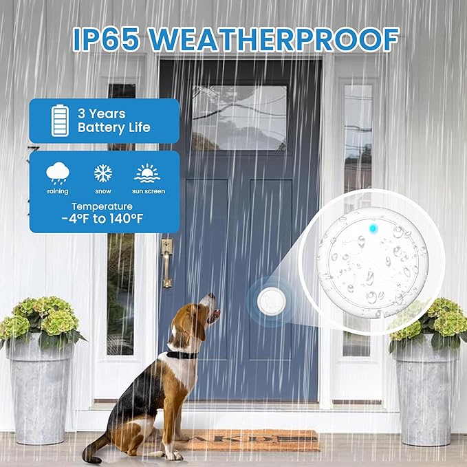 Dog DoorBell for Potty Training, Wireless Doggie Door Bell Operating at 1000 Feet with IP65 Waterproof Touch Button, 32 Melodies