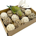 Bird Toys Sola Balls Parakeet Toys Natural Soft Chew Grass Balls with Cuttlebone for Parrots Conures Rabbits Hamster Guinea Pig Chinchilla(Style 2, 18 PCS)