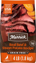 Merrick Premium Grain Free Dry Adult Dog Food, Wholesome and Natural Kibble, Real Beef and Sweet Potato - 4.0 lb. Bag