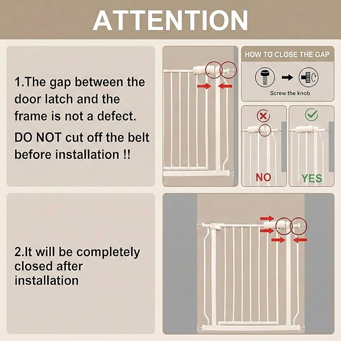 Extra Wide Baby Gate 85.8-90.5 Inch, Pressure Mounted No Drilling, for Stairs & Doorways, Metal White Indoor Safety Gate for Kids and Dogs