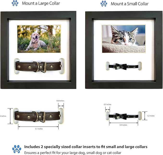 Dog Memorial Picture Frame with 5 Display Options- Dog Collar Memorial Frame Gift - Cat or Dog Pet Loss Gift for a Grieving Friend - Pet Remembrance Gift and Sympathy Photo Keepsake