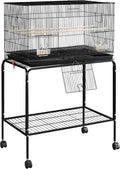 Topeakmart Flight Cages for Parakeets Small Birds Budgies Finches Canaries Lovebirds Sun Conures Parrots Bird Cage w/Rolling Stand, Black