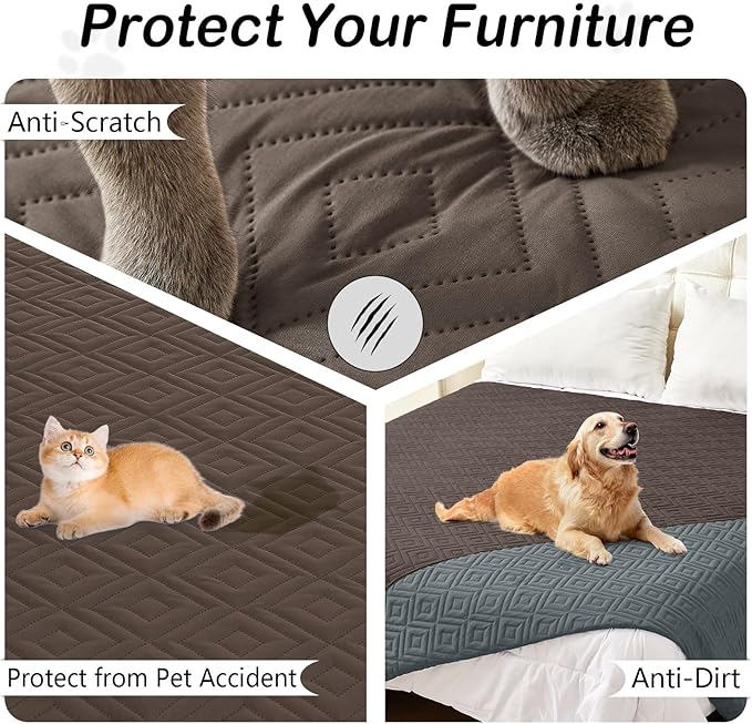hyha Waterproof Dog Blanket, Soft Pet Bed Blankets, Waterproof Sofa Couch Cover for Dogs Washable, Reversible Pet Couch Covers for Sofa Furniture (40x50 Inch, Chocolate/Dark Grey)