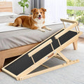 55.11" Adjustable Dog Ramp for Bed - Upgraded Wooden Pet Ramp with Non-Slip Silicone Surface and Side Rails, 6 Height Settings (19.68-27.55"), Holds Up to 250lb, Pet Stairs for Senior & Large Dogs