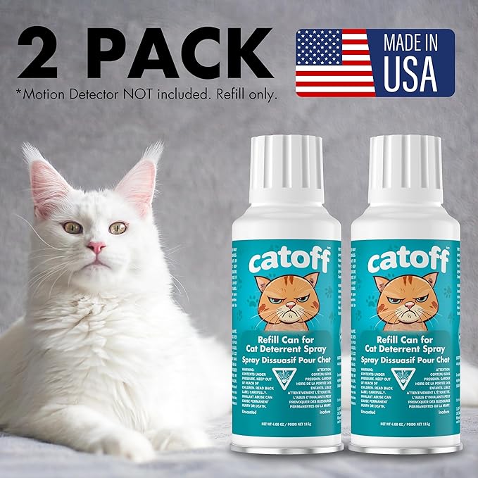 CatOFF Pack of 2 Refill Compatible with SSSCAT Indoor Cat Deterrent Spray System, Made in USA, 3.89 oz / 115 ml