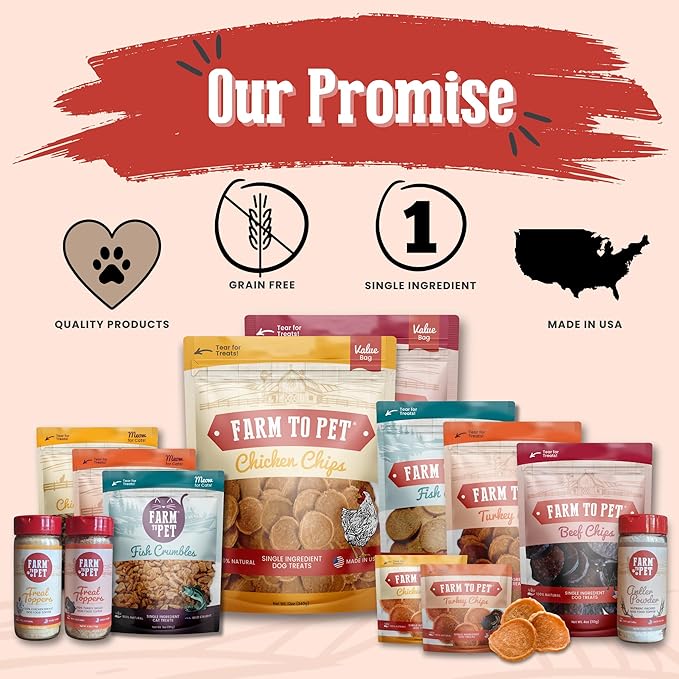 Farm To Pet Dog Training Treats, Healthy Turkey Chips for Dogs - 4 oz, 100% Human Grade Turkey Breast, All Natural, Single Ingredient, Low Allergen Treats for Dogs and Puppies, Made in USA