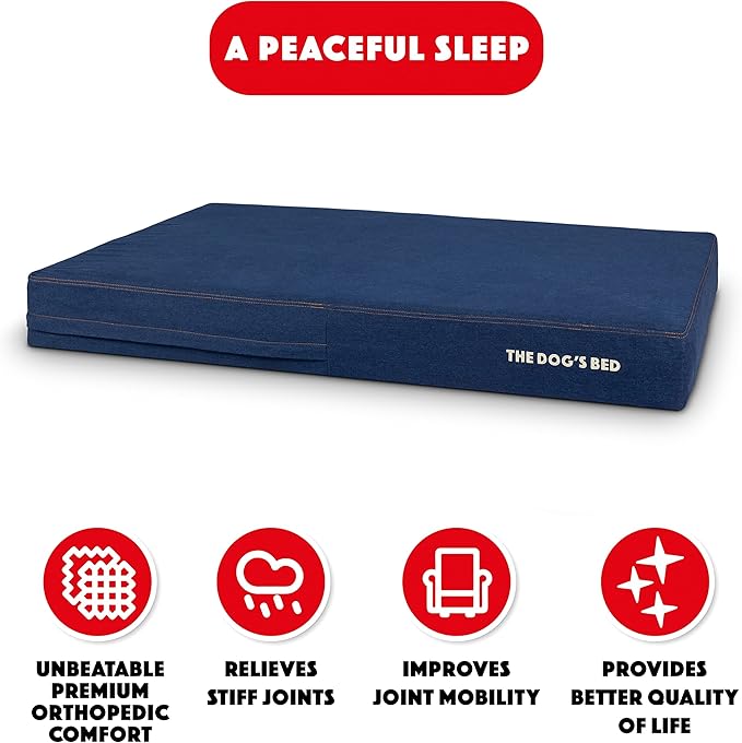 The Dog’s Bed Orthopedic Memory Foam Dog Bed Mattress, Oxford Fabric, Real Blue Denim, XXL, 6-Inch