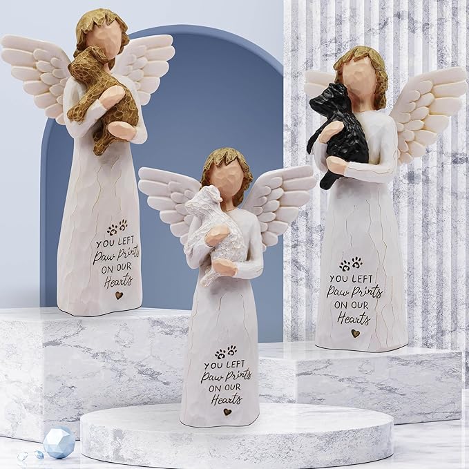 BORLESTA Pet Memorial Gifts for Dogs - Loss of Dog Sympathy Gift, Pet Loss Sympathy Gift, Dog Memorial Gifts, Pet Remembrance Gift, Bereavement Gifts Dogs Statue Angel Figurines (White)