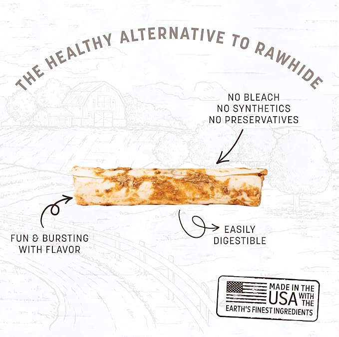 Earth Animal No Hide Chews - Long Lasting Rawhide Free Medium Dog Chews Rolls, Pork - 3 Count Value Pack