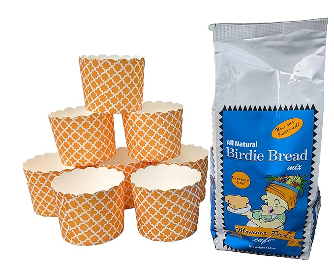 Organic Birdie Bread Mix for Parrots with Freestanding Baking Cups, Human-Grade Ingredients, Easy Homemade Parrot Treats for Diet Variety & Enrichment