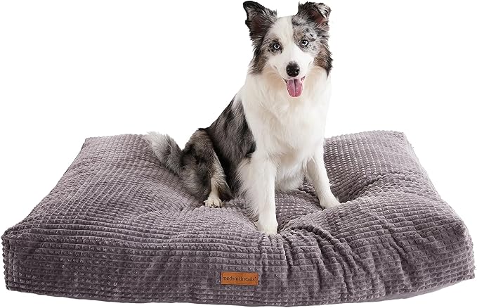 Modern Threads Ultra Plush Orthopedic Memory Foam Pillow Bed for Large Dogs with Supportive Filling and Stylish Textured Design, Charcoal, (42" L x 30" W x 5" Th)