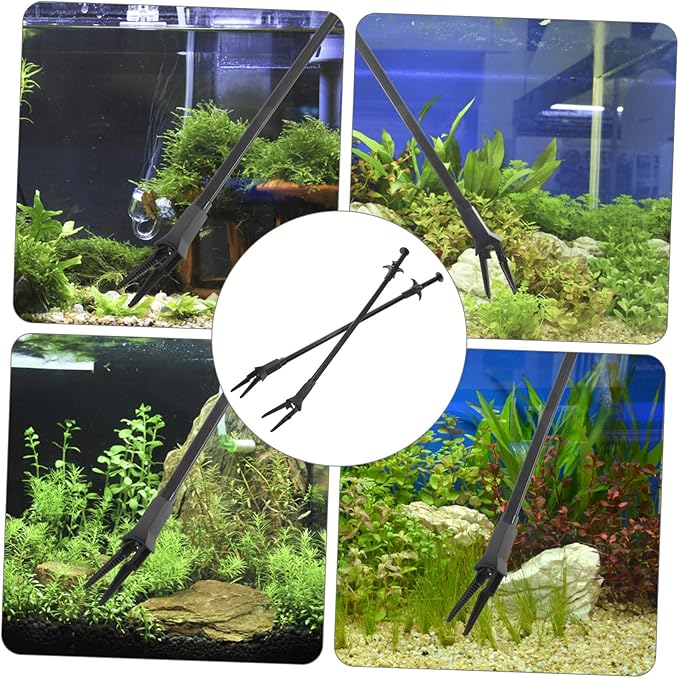 4pcs Cleaning Tweezers for Aquarium Portable Fish Tank Planting Clips Ergonomic Waterweed Feeding Tool Aquatic Plant Tong for Easy Aquarium Maintenance