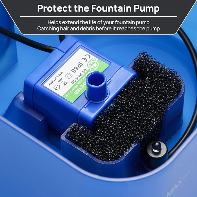 iPettie Replacement Sponge Filter for Neverland Cat Water Fountain with LED Light, 67oz/2.0L, IP-830-S4, 4 Pack