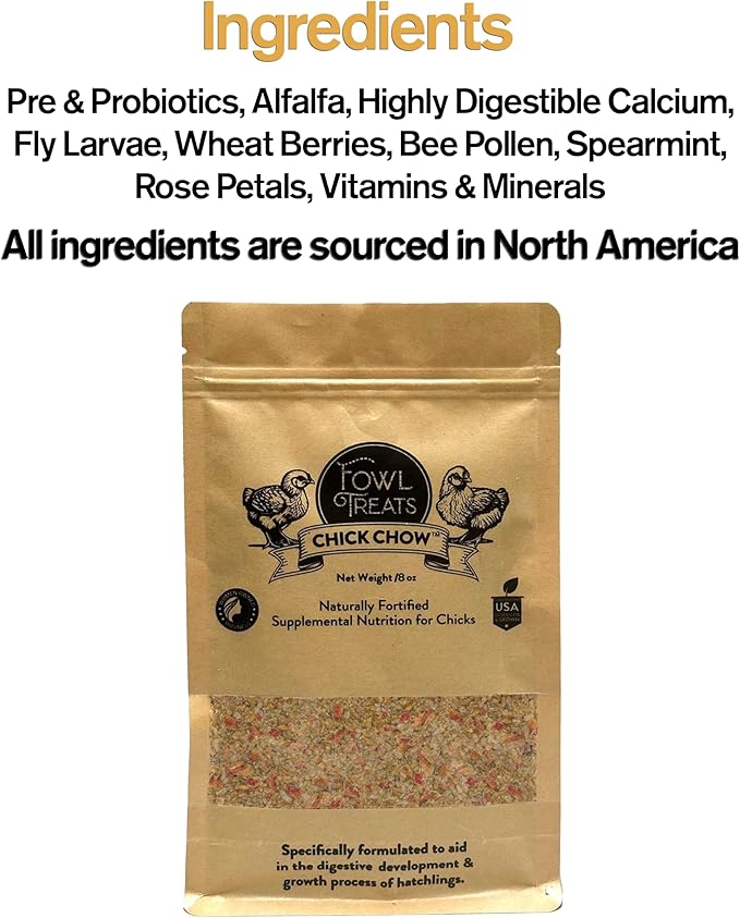 Naturally Fortified Chick Chow - Naturally Fortified Supplemental Nutrition Suitable for Chicks, Contains USA Grown Ingredients – 8oz