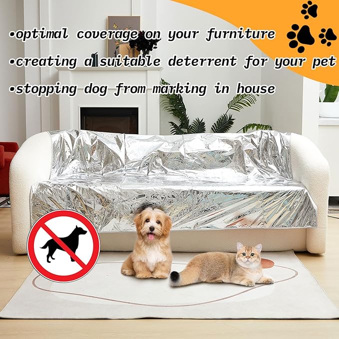 Kigley 1 Pcs Pet Deterrent Mat to Keep Dogs Off Couch, Non-Electric Cat & Dog Deterrent Mat Pain Free Couch Covers to Keep Pets Off Furniture Bed Indoor (66.1" × 59",Khaki)