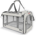 Pet Carrier for Large Cat Soft-Sided Animal Traveling Bag for Medium Cat up to 20lbs / Washable Small Dog Puppy 10 lbs Crate Case with Privacy Curtains for Home Outdoor Travel Beige White
