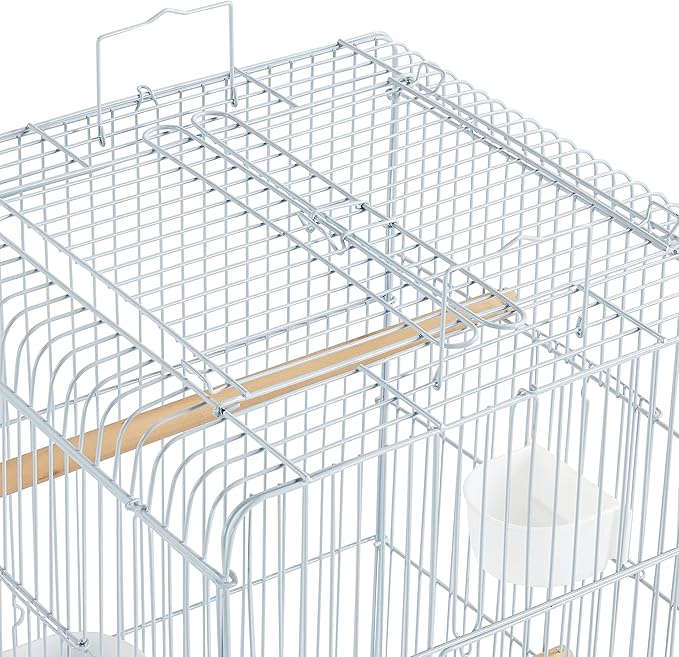 Topeakmart Rolling Bird Cage for Cockatiels Parrots Small Birds Green Cheek Conure Lovebirds, White