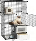 Cat Cage Indoor with Litter Box 3-Tier DIY Cat Crate Detachable Metal Wire Kennel Crate Large Exercise Place Ideal for Kitten