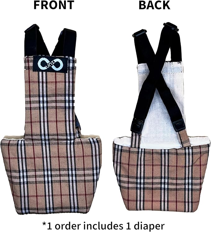 Chicken Diapers Duck Diaper Diaperalls for Hens, Roosters, Ducks, Ducklings - Reusable, Adjustable by Uni Infinity (British Plaid, Duck Small, 1, Count)