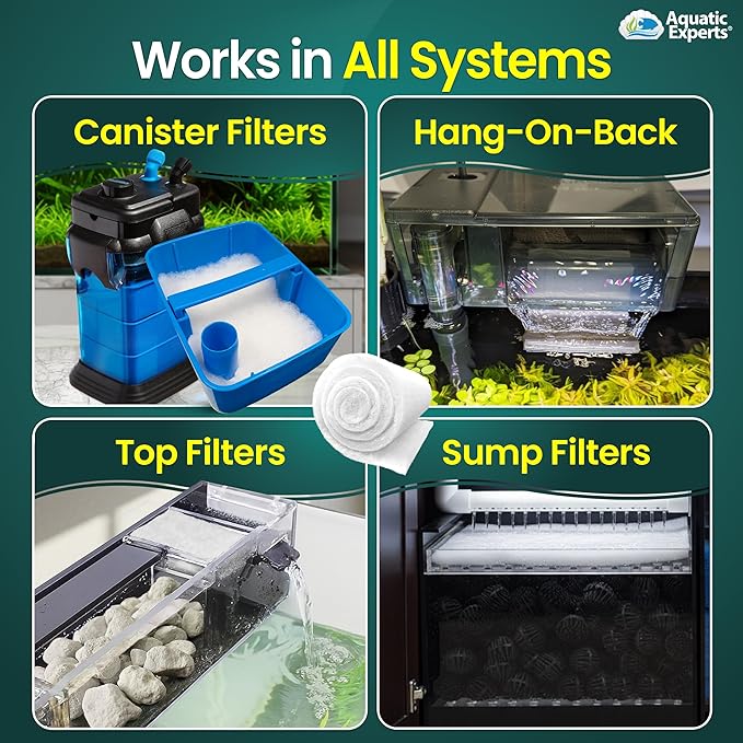 Aquatic Experts Aquarium Filter Floss for Fish Tank Filters - FilterFirst Aquarium Filter Pad - Media Roll for Crystal Clear Water, 3/4" - 1" Thick (12 Inch Wide, 12 Inch Long - 5 Pack)