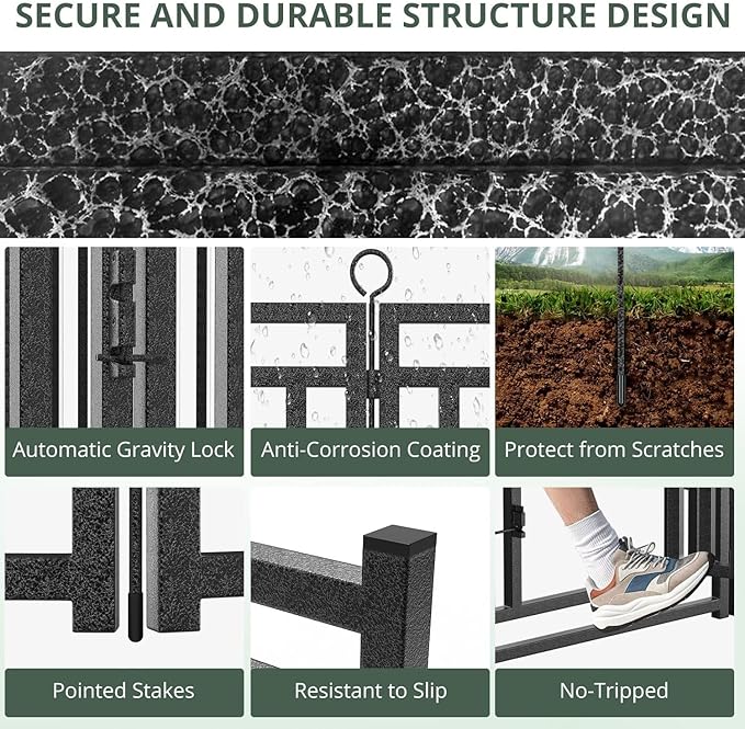 Dog Fence Outdoor Indoor, 40" Inch Height 40 Panels Dog Playpen for Large/Medium/Small Dogs Metal Dog Pen for Yard Camping and RV | Black-Silver