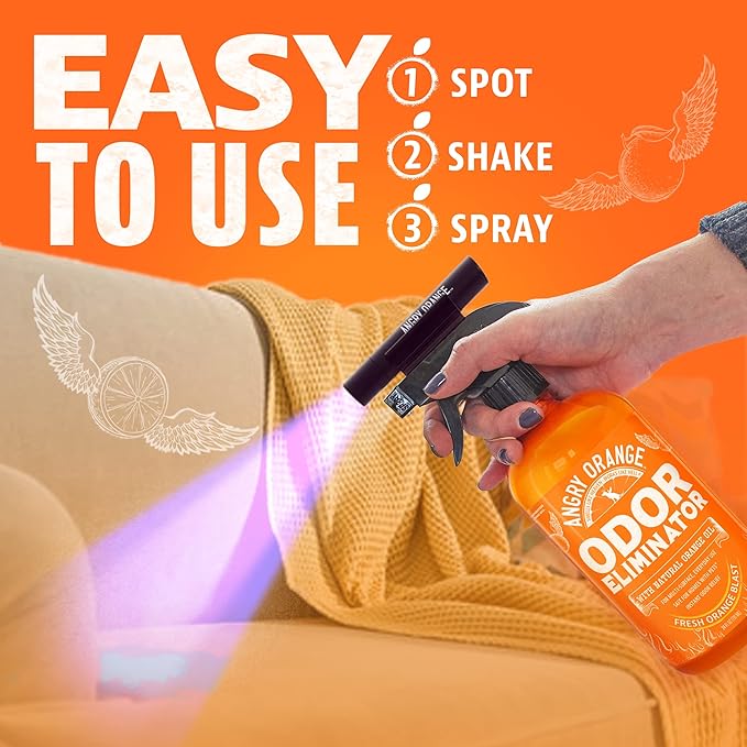 Angry Orange UV Flashlight - Portable LED Black Light for Pet Urine Detection, Dog/Cat Urine Detector for Dry Stains and Bed Bug, Matching with Pet Odor Eliminator