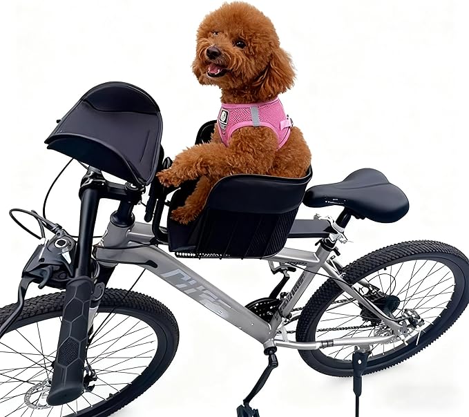 Pet Bike Basket for Small Dogs – Lightweight Steel Bicycle Dog Seat with 3-Sec Quick Release, Anti-Slip Clamp, Front Paw Perch & Padded Liner