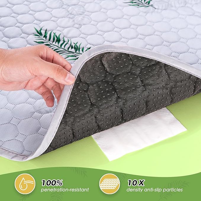 Washable Pee Pads for Dogs, 1Pack Reusable Puppy Pads, Super Absorbent & Leakproof Dog Pads, Anti-Slip Dog Pee Pads for Puppy Training & Incontinence, Leaf Pattern 65"x48"