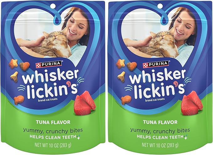 Whisker Lickin's Purina Cat Treats,Crunchy and Yummy Tuna Flavor - 10 oz. Pouches,(Pack of 8)