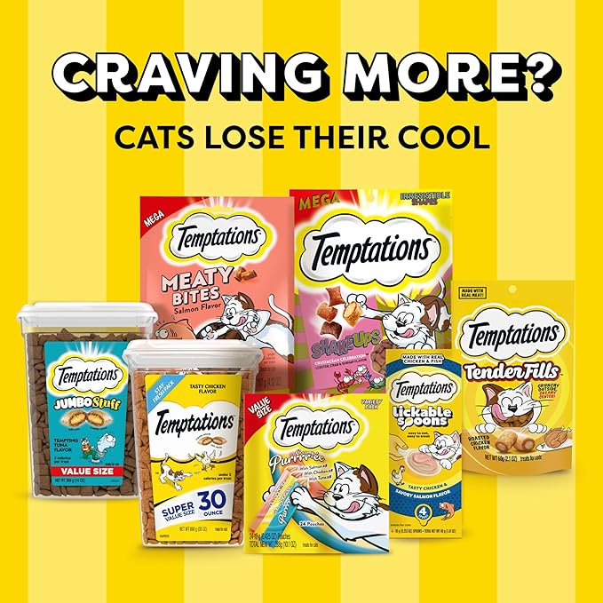 Temptations Birthday Cat Treats, Crunchy and Soft Cat Treats, Lobster & Beef Flavor, 6.3 oz. Pouch (Pack of 10)