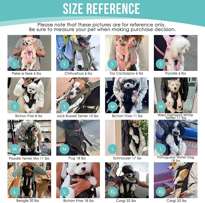 Lukovee Dog Backpack Carrier, Legs Out Easy-fit Dog Front Carrier for Small Medium Dogs, Adjustable Hands Free Dog Chest Carrier for Hiking Cycling (B,Large)
