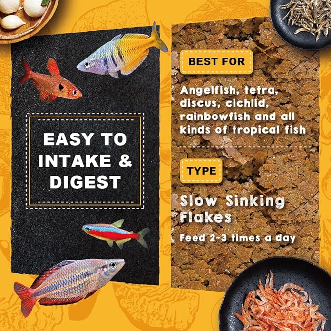 Ultra Fresh Tropical Fish Flakes Food, Color Boosting, All Natural, Complete Nutrition for Tropical Fish, Discus, Angelfish 2.12oz