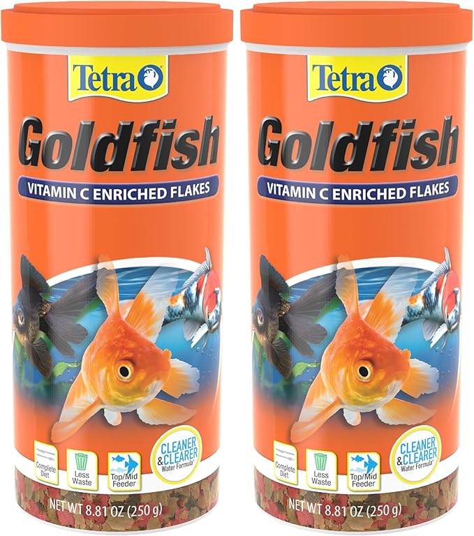 Tetra Goldfish Vitamin C Enriched Flakes Nutritionally Balanced Diet for Goldfish and Small Koi,8.81 Ounces (250 Grams),(Pack of 2)