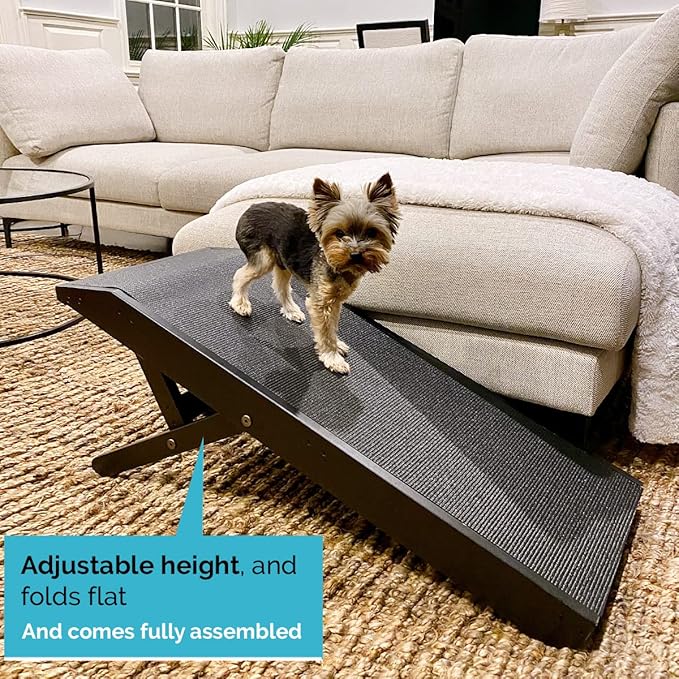 Dog Ramp for Couch, by DoggoRamps – Furniture Quality Solid Hardwood Ramp for Dogs to Get on Couch with Platform Top & Non-Slip Grip – Dog Couch Ramp for Small & Medium Dogs – 100% Made in N America