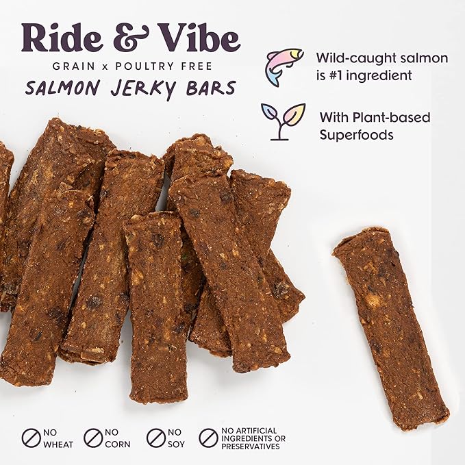 Bundle x Joy Dog Jerky Treats - Variety 3-16 Oz Bags Bags, Beef, Chicken & Salmon, Natural Superfood - Corn, Poultry, Soy & Grain Free Dog Treats Made in USA Only
