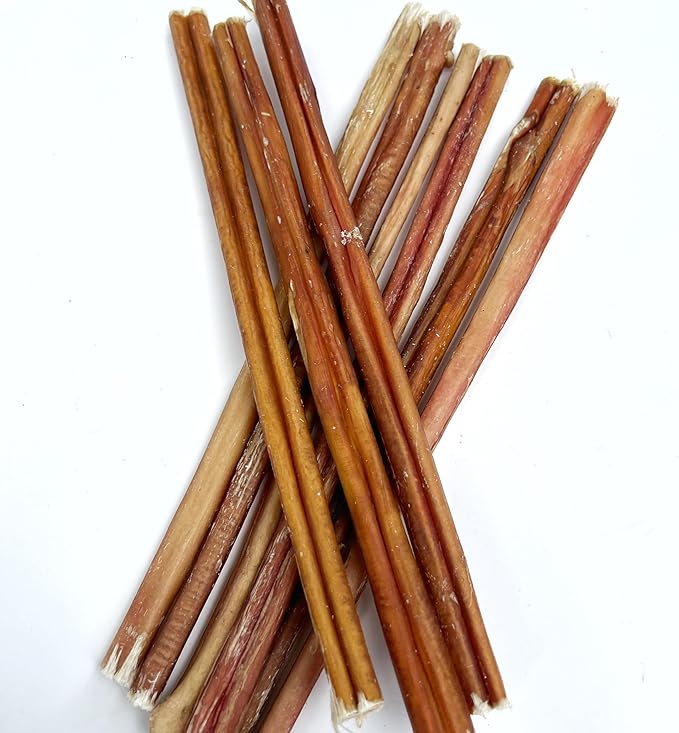 12 inch Standard Bully Sticks for Dogs - 10 Pack - 100% Natural, Single Ingredient, Easily Digestible, All Beef Dog Treats and Rawhide Free Dental Chew Bones for Dogs