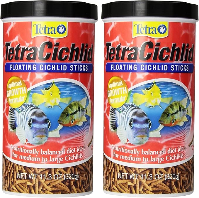 Tetra TetraCichlid Floating Cichlid Sticks 11.3 Ounces, Pond Fish Food, Nutritionally Balanced (Pack of 2)