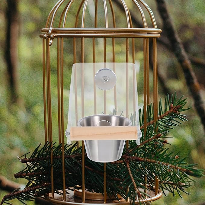 Toyvian Automatic Bird Feeder No-Spill Parrot Feeder Cup Small Size Bird Food Container for Cage Feeding Parakeet Dispenser and Watering Supplies
