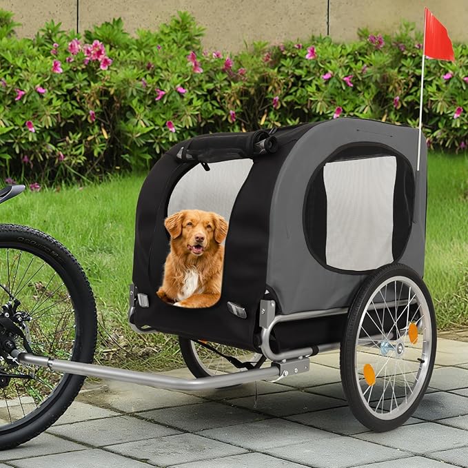 Dog Bike Trailer, 88LBS Dog Cart for Bicycle, Pet Cart Bicycle Carrier with Quick Release Wheel, Washable Non-Slip Lining, Easy Folding Cart Frame, Univer-Sal Bicycle Coupler