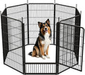 SunsGrove Dog Playpen Outdoor, Heavy Duty 45 Inch 8 Panels Dog Playpen for Large Dogs, Free and Safe Play Dog Fence Indoor, Black