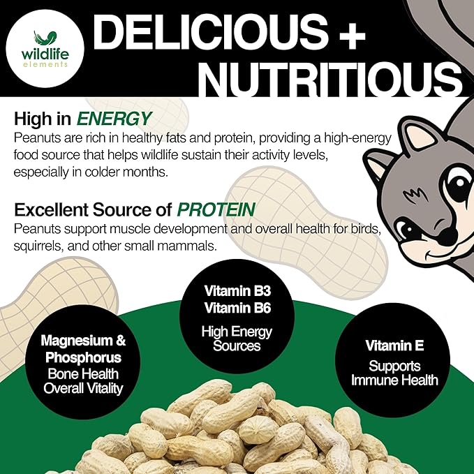 Peanut Party Unprocessed, Raw in-Shell Peanuts Wildlife Animal Food, 10lb - Rich in Protein, Healthy Fats, and Essential Nutrients for Birds, Squirrels and Waterfowl