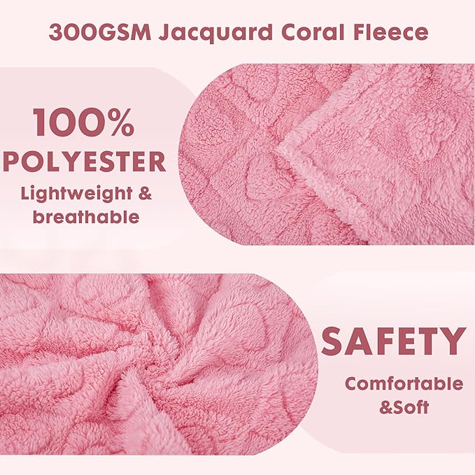 gogobunny Calming Plush Dog Cat Blanket 300GSM Coral Fleece, Ultra-Soft Machine Washable Pet Bedding for Small Medium Dogs Cats Puppies Kittens (Pink, 50x60)