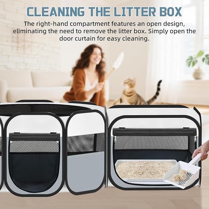 Vikua Portable Pet Cat Playpen, Foldable Dog Playpen for Indoor and Outdoor Use, Two in One Pet Playpen for Puppies Medium-Sized Dogs Kittens Travel Camping Use, Cat Tent & Houses