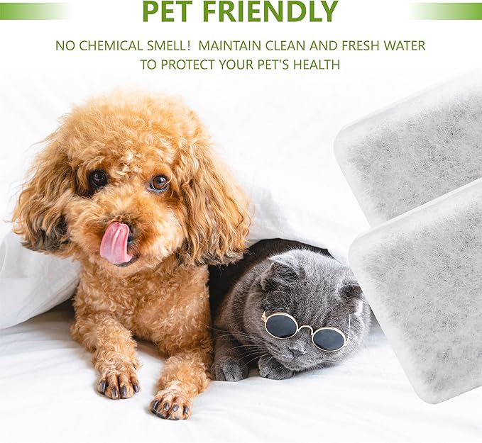 Pet Water Fountain Charcoal Replacement Filters Compatible with Petmate Replendish Mason Gravity Waterers, Automatic Cat Dog Water Bowl Dispenser Filters Replacement(12 Pack)