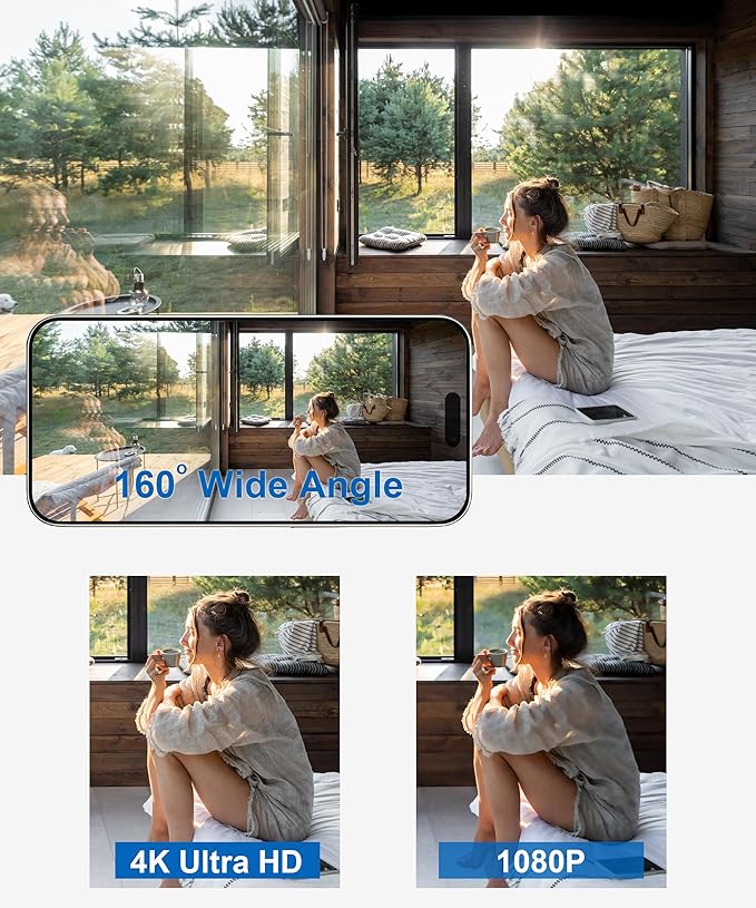 160° Wide Angle 4K HD Charger Camera,Security Indoor Camer a,Outlet Cameras,Nanny Camera for Home/Office/Pet/Indoor,Camera Outlet with Motion Detection,Pet Monitor Cameras (CAM WHH)