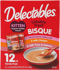 Delectables Lickable Treat Bisque Kitten Wet Cat Treat with Real Tuna & Salmon, Complete & Balanced, Hydrating, Grain-Free, No Fillers, No by-Products, No Added Preservatives, 1.4oz Pouch, 12ct